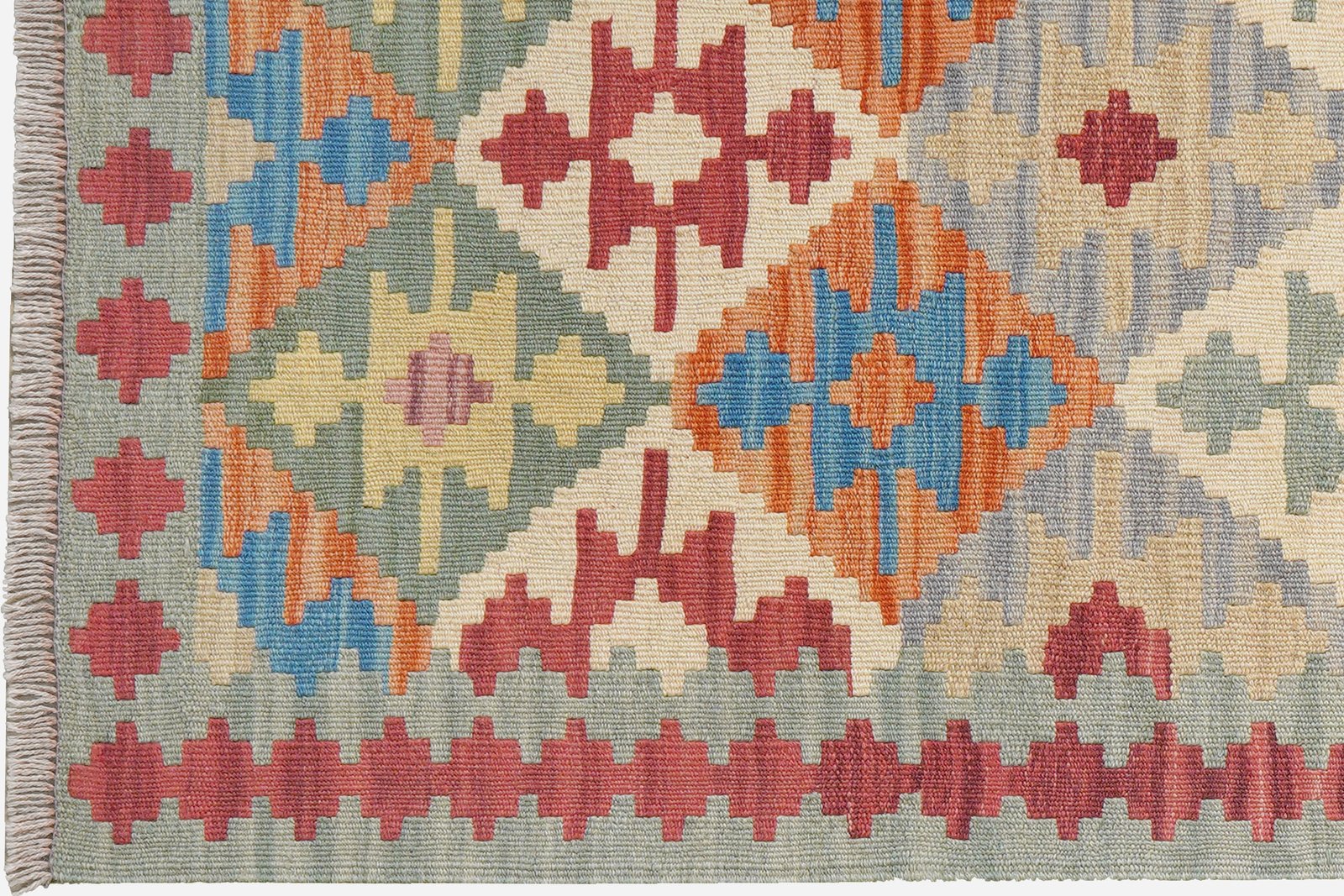 Kelim Gashgai — Handmade, 105x142 cm, Grey, 100% Virgin Wool | View 3