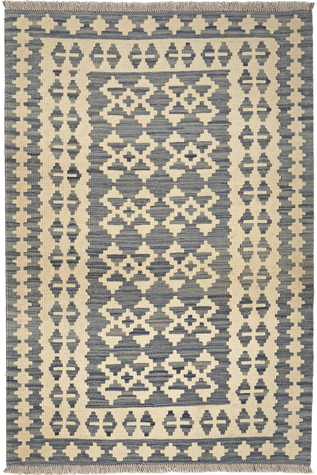 Kelim Gashgai — Handmade, 103x151 cm, Grey, 100% Virgin Wool | Main view
