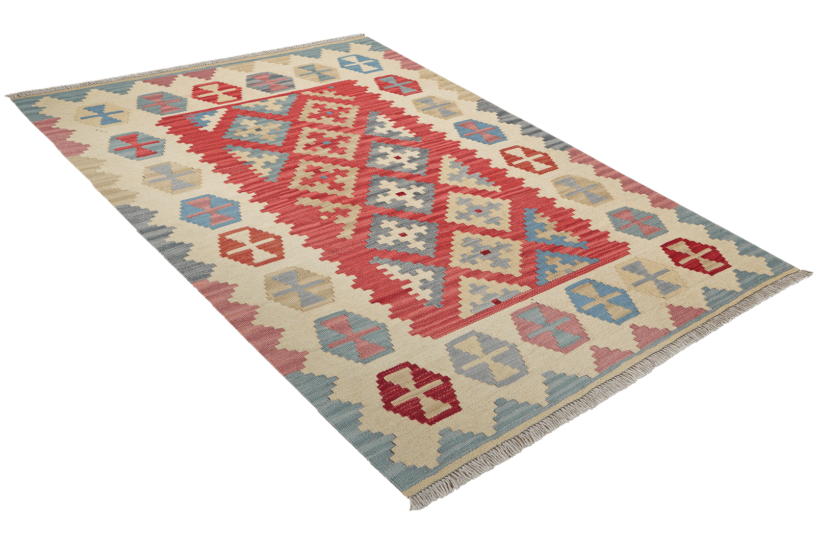 Kelim Gashgai — Handmade, 105x153 cm, Red, 100% Virgin Wool | View 4