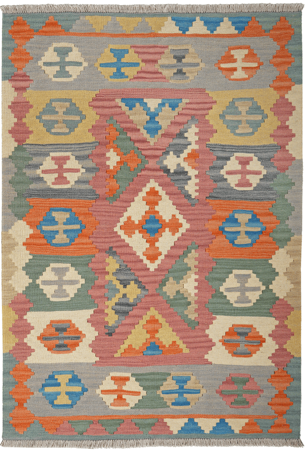 Kelim Gashgai — Handmade, 103x146 cm, Pink, 100% Virgin Wool | Main view
