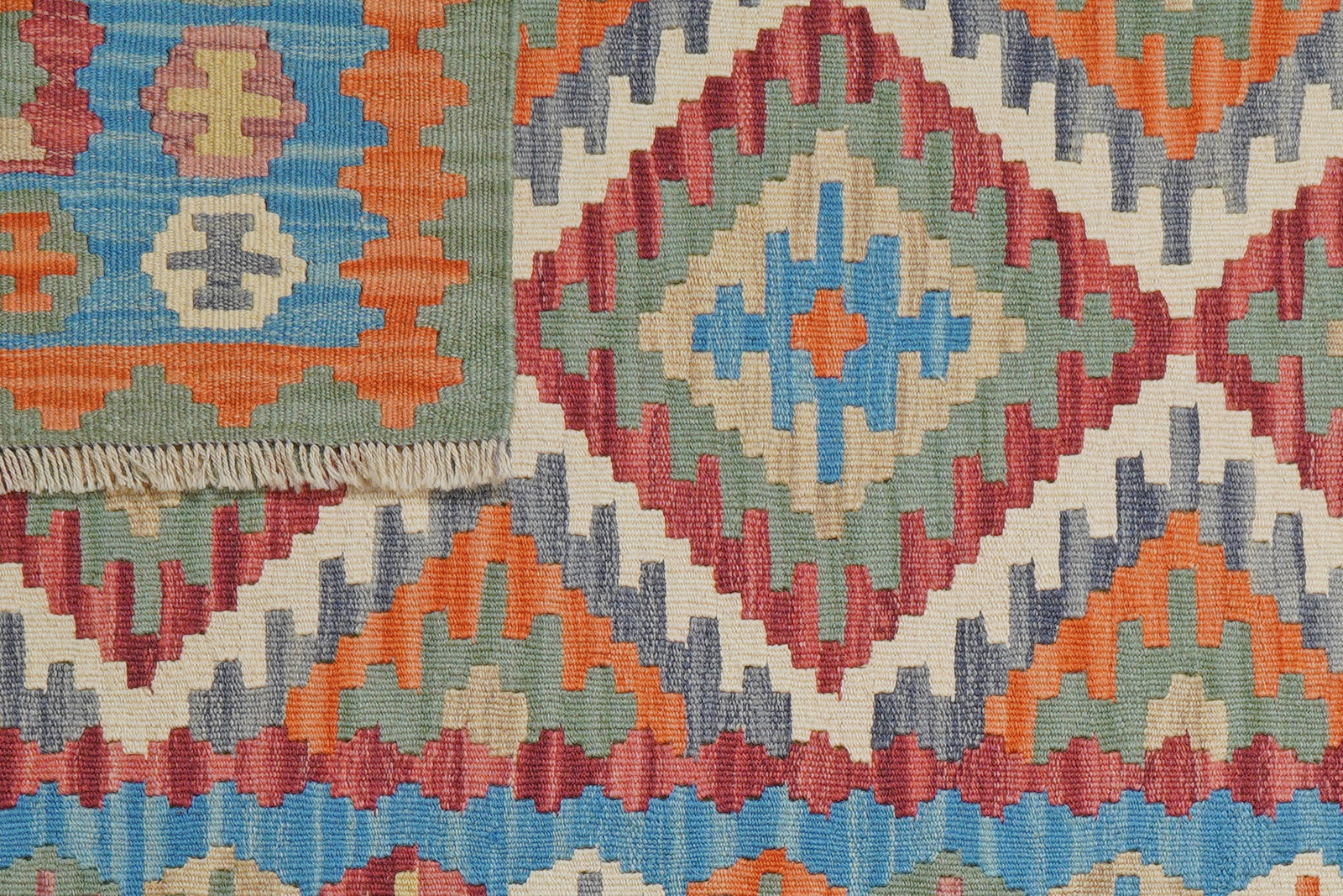 Kelim Gashgai — Handgefertigt, 159x105 cm, Blau, 100% Virgin Wool | View 7