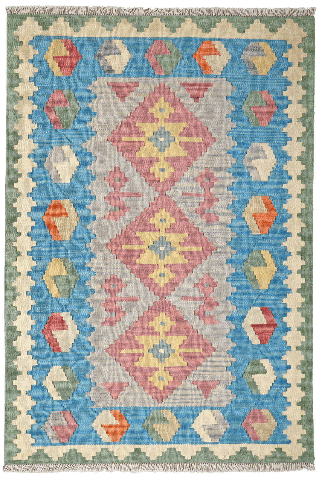 Kelim Gashgai — Handmade, 101x148 cm, Grey, 100% Virgin Wool | Main view