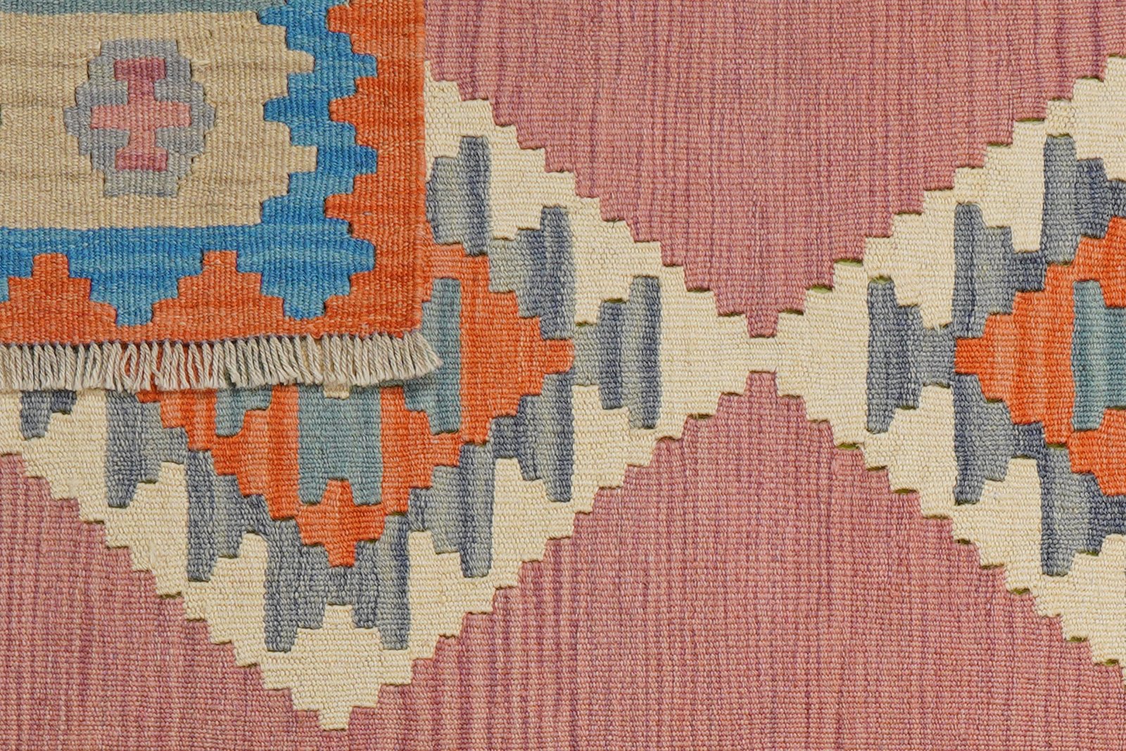 Kelim Gashgai — Handmade, 106x150 cm, Pink, 100% Virgin Wool | View 6