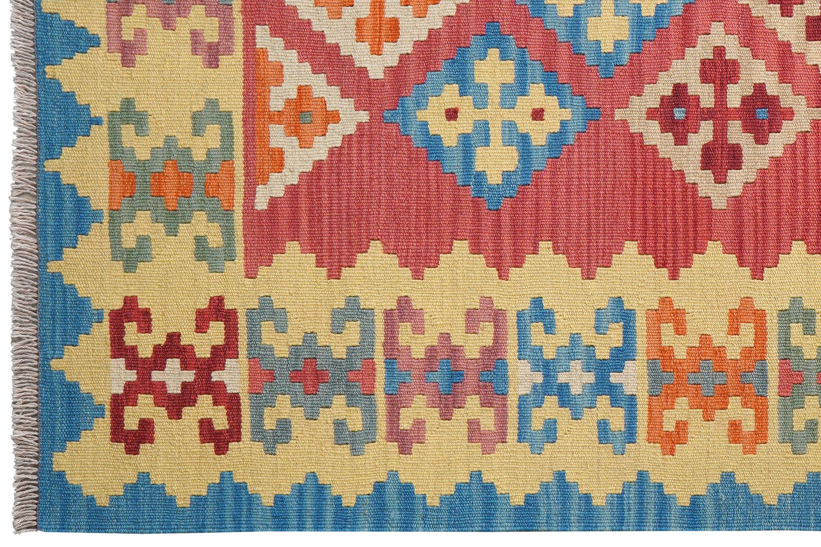 Kelim Gashgai — Handmade, 129x182 cm, Red, 100% Virgin Wool | View 3