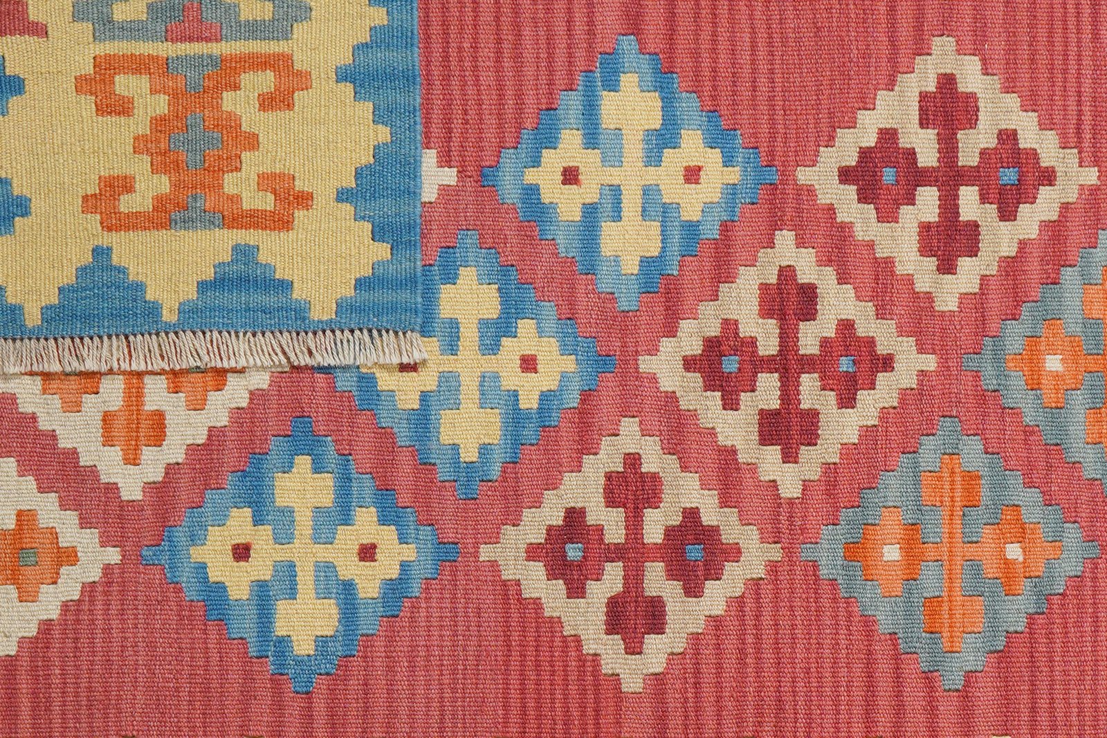 Kelim Gashgai — Handmade, 129x182 cm, Red, 100% Virgin Wool | View 6