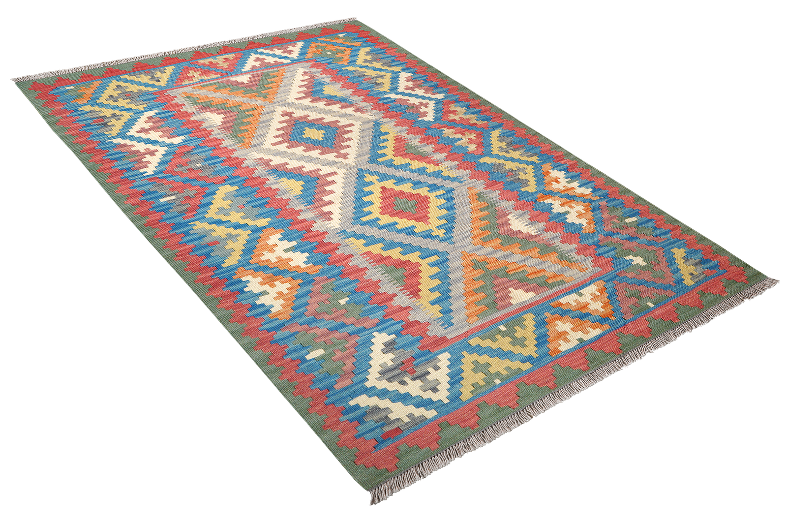 Kelim Gashgai — Handmade, 123x175 cm, Grey, 100% Virgin Wool | View 4