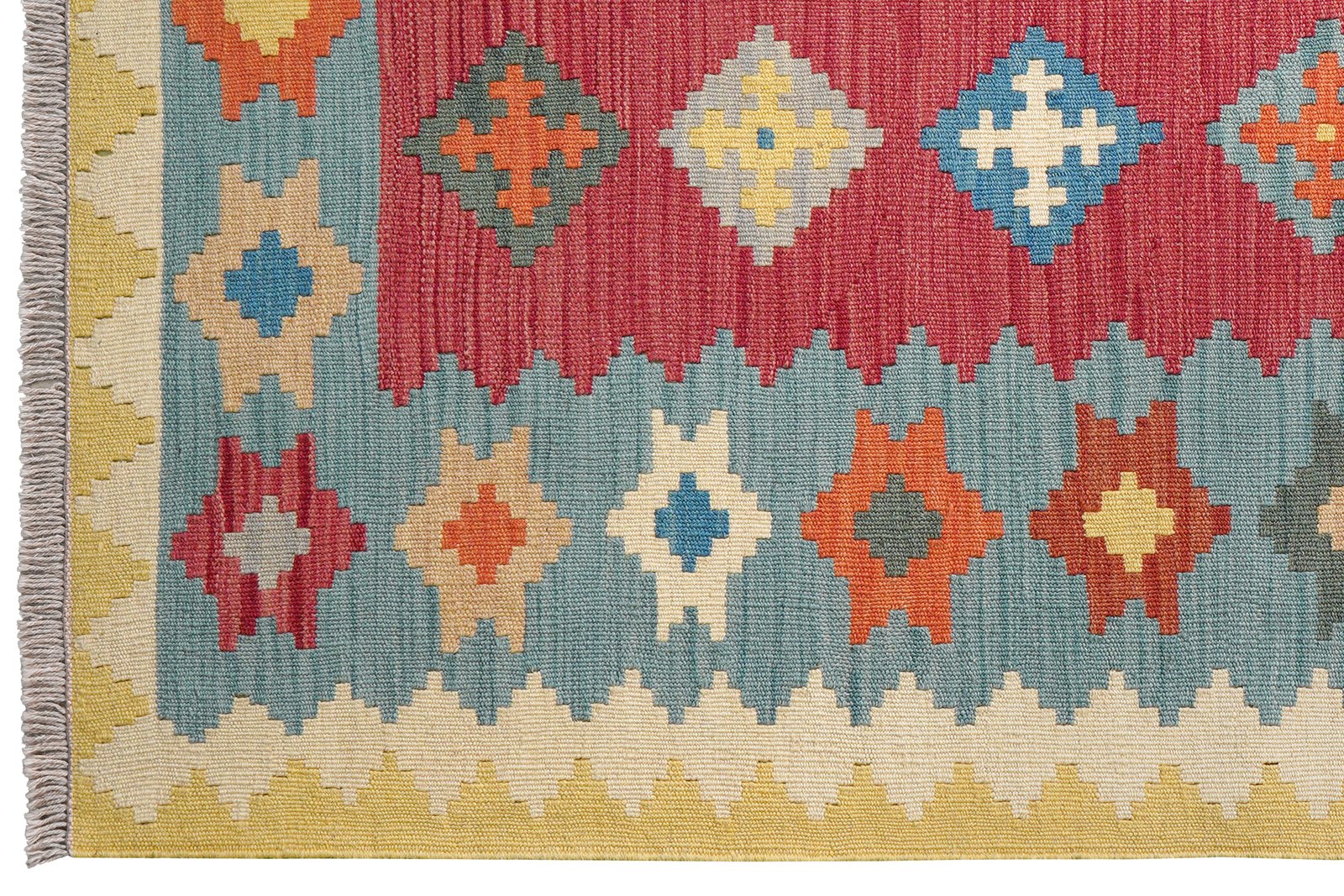 Kelim Gashgai — Handmade, 130x185 cm, Red, 100% Virgin Wool | View 3