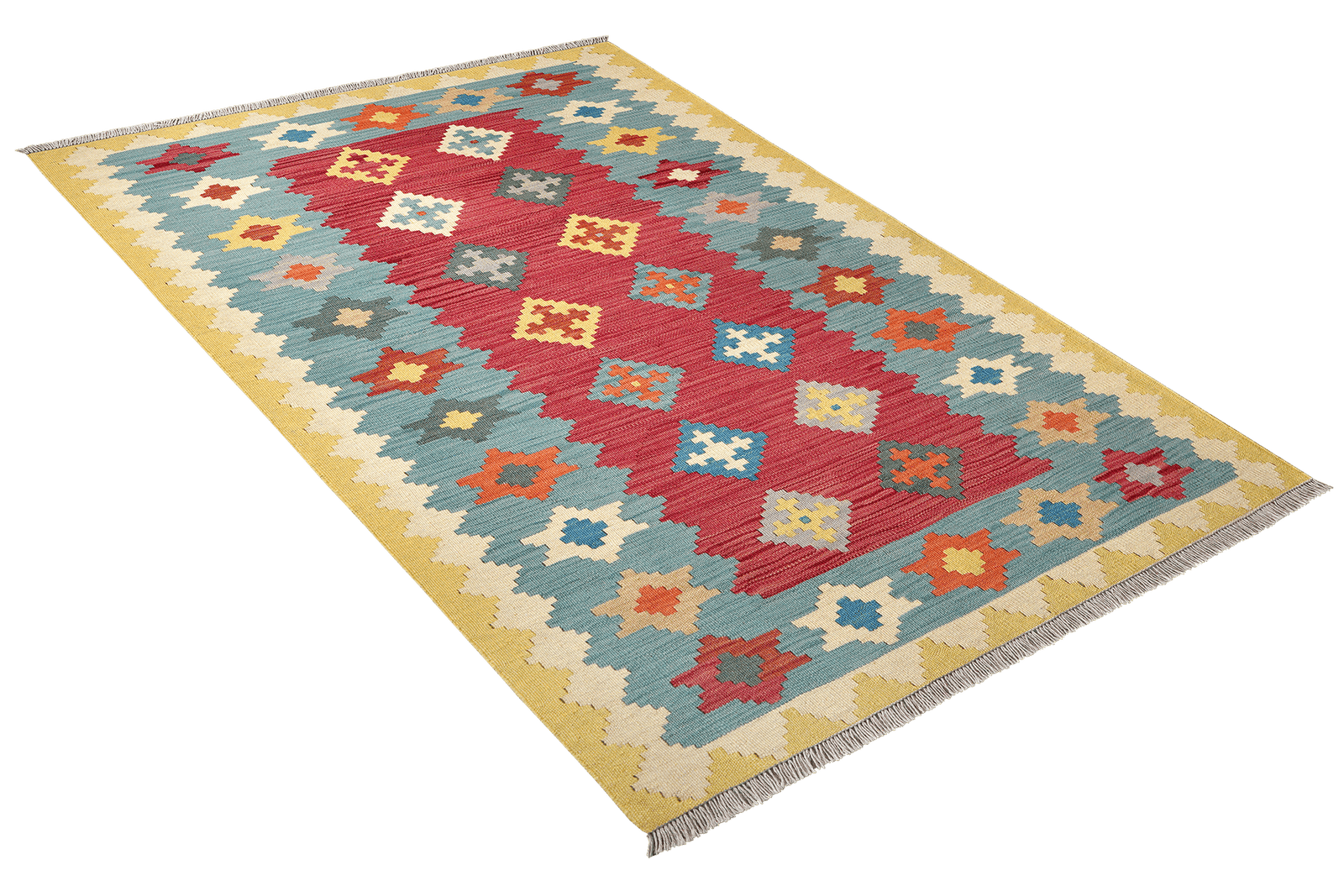 Kelim Gashgai — Handmade, 130x185 cm, Red, 100% Virgin Wool | View 4