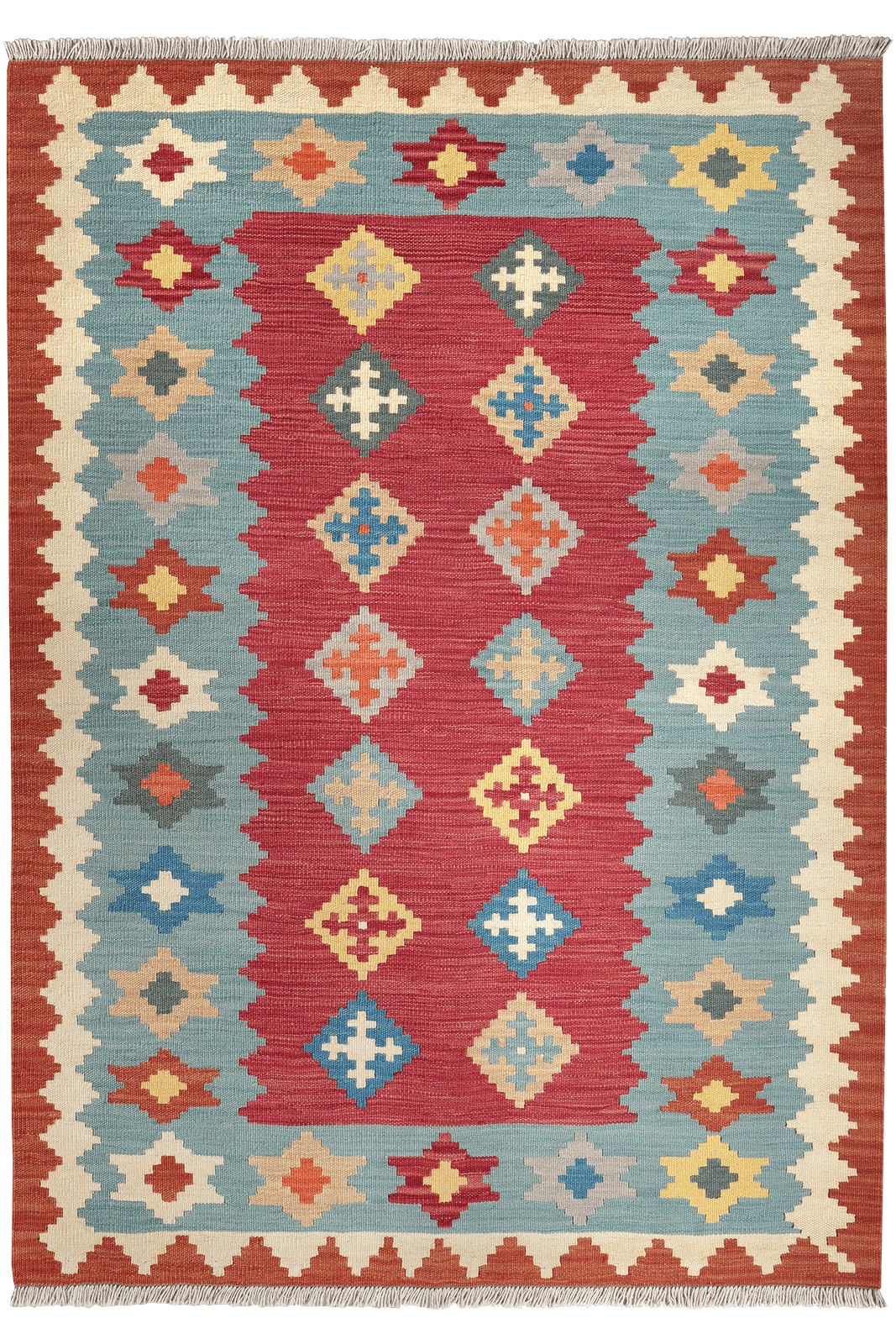 Kelim Gashgai — Handmade, 123x176 cm, Red, 100% Virgin Wool | Main view