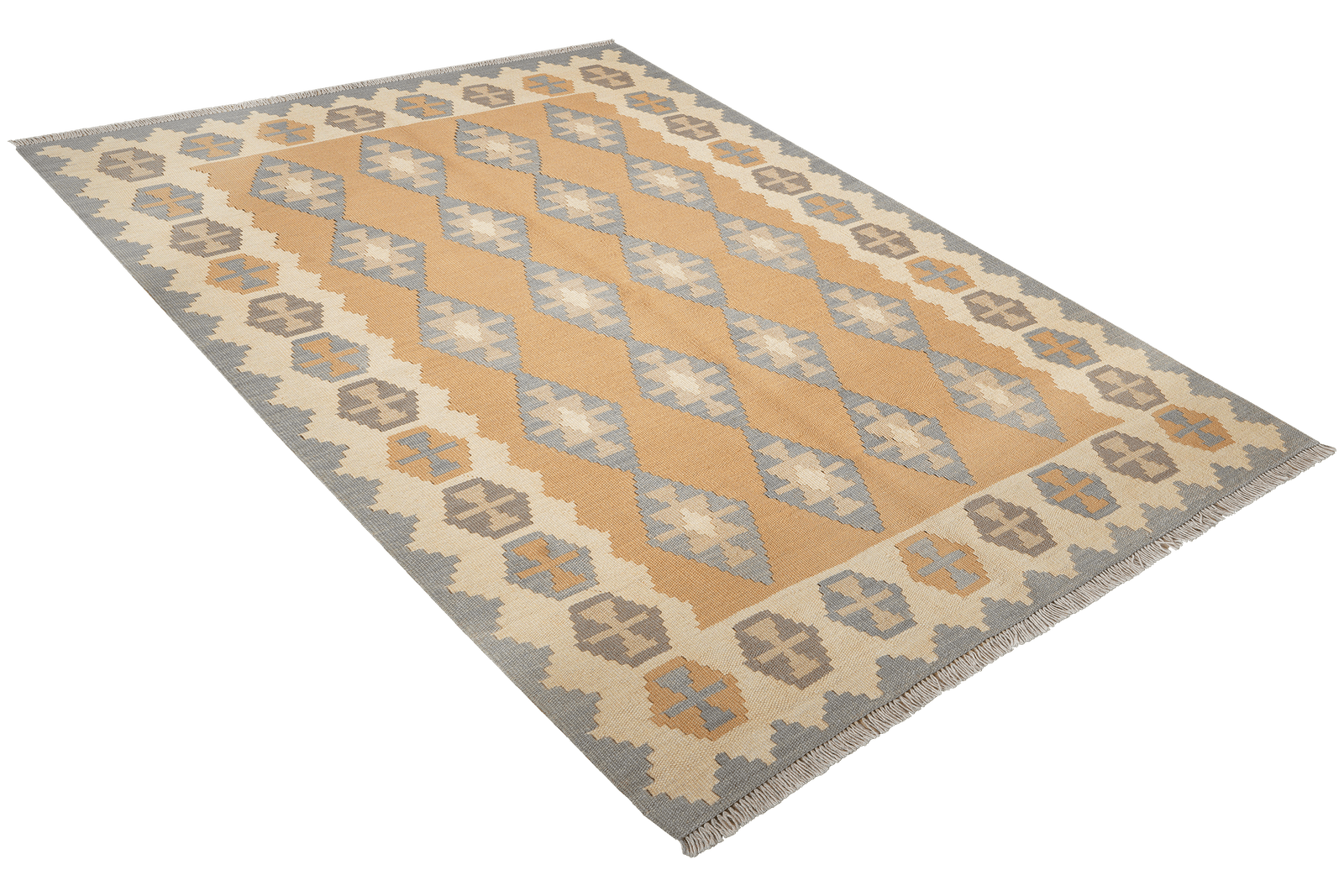 Kelim Gashgai — Handmade, 125x180 cm, Yellow, 100% Virgin Wool | View 4