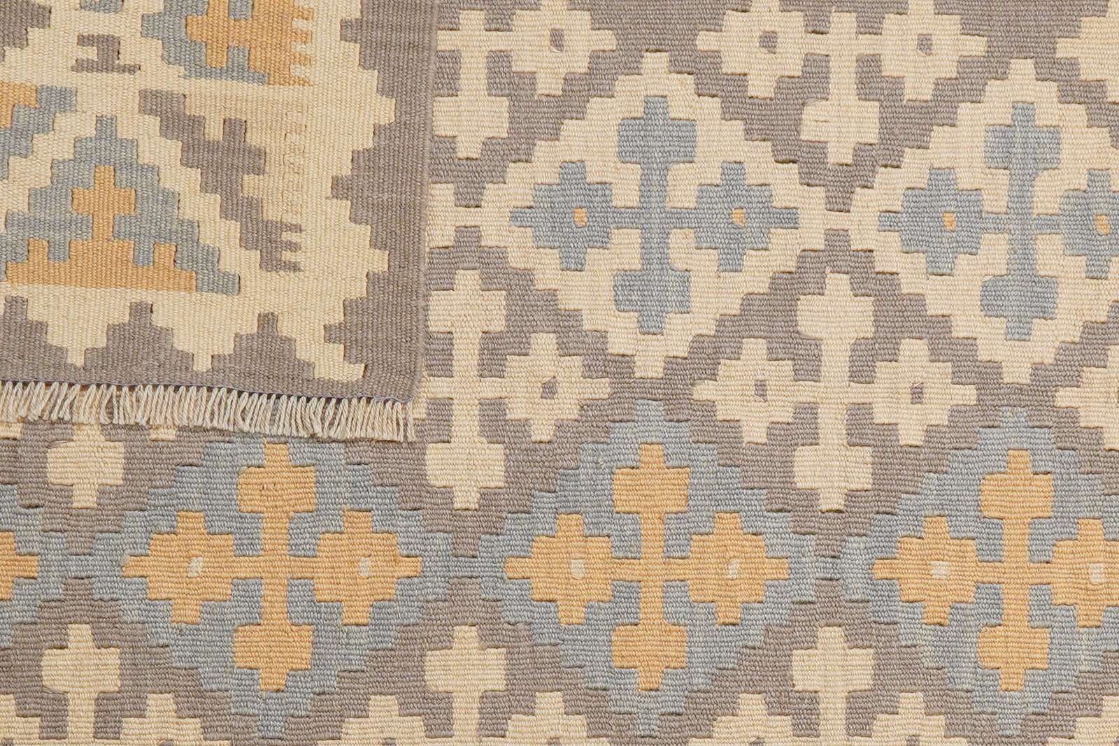 Kelim Gashgai — Handmade, 128x179 cm, Grey, 100% Virgin Wool | View 6