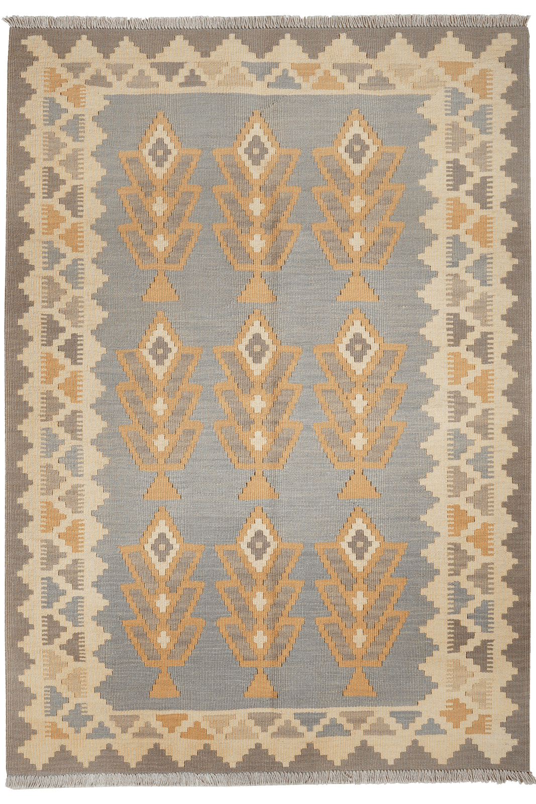 Kelim Gashgai — Handmade, 122x178 cm, Grey, 100% Virgin Wool | Main view