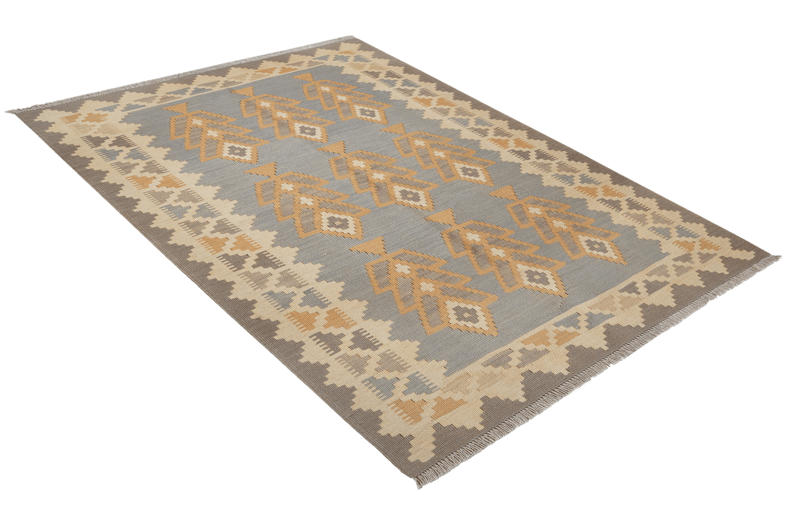 Kelim Gashgai — Handmade, 122x178 cm, Grey, 100% Virgin Wool | View 4