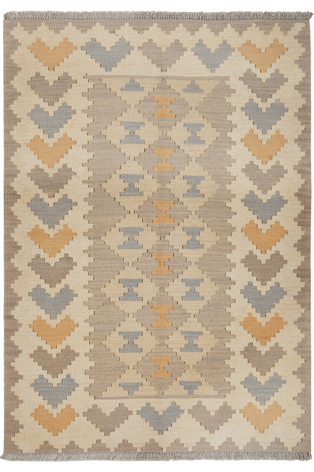 Kelim Gashgai — Handmade, 120x169 cm, Beige, 100% Virgin Wool | Main view