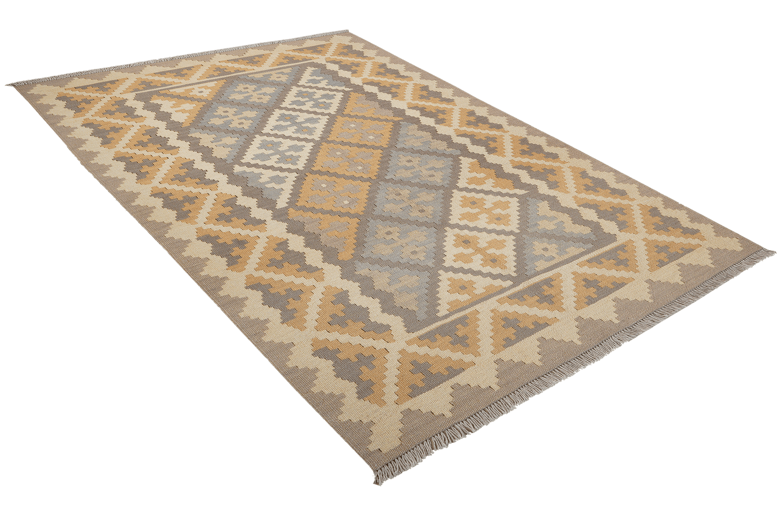 Kelim Gashgai — Handmade, 122x176 cm, Grey, 100% Virgin Wool | View 4
