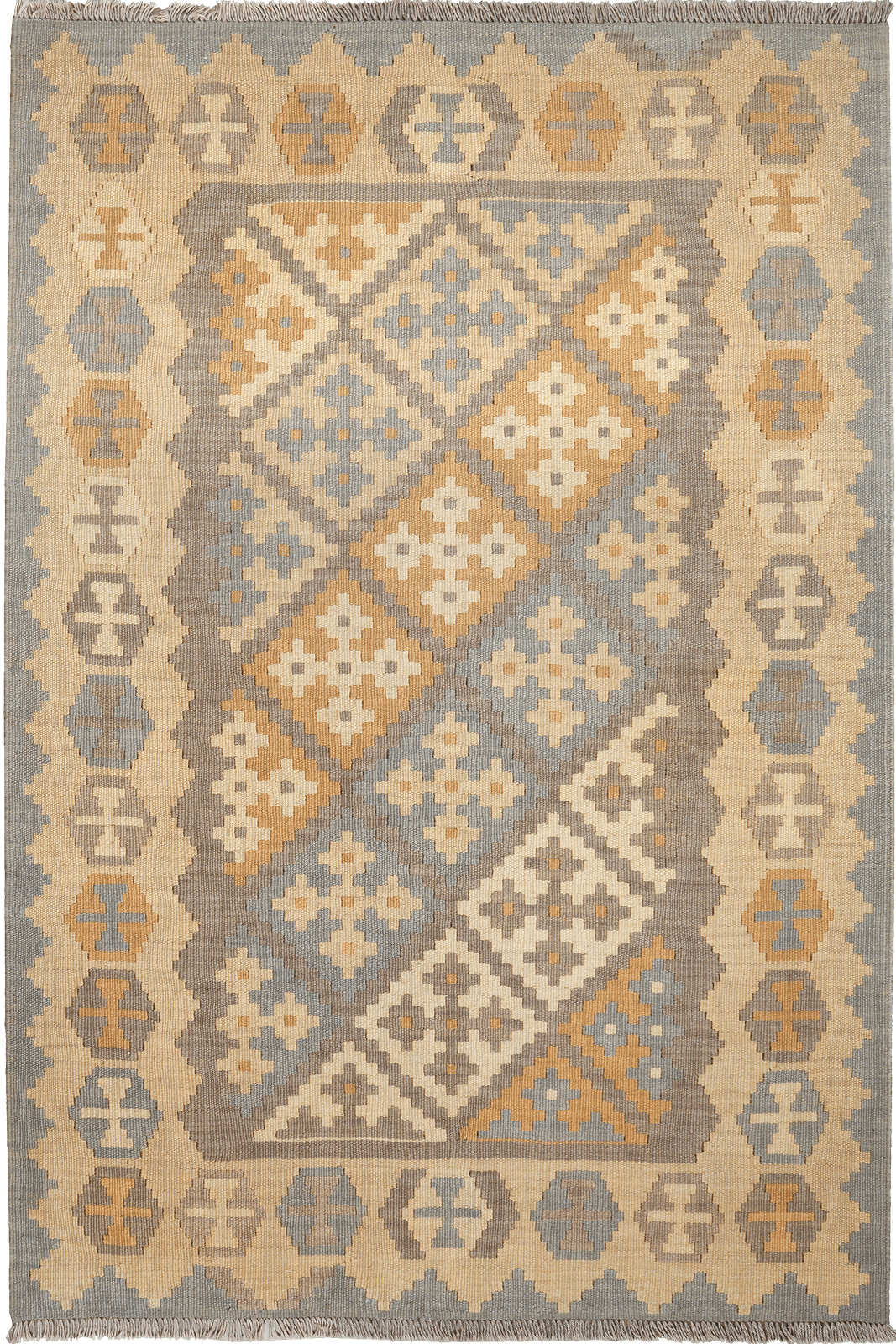 Kelim Gashgai — Handmade, 119x177 cm, Grey, 100% Virgin Wool | Main view