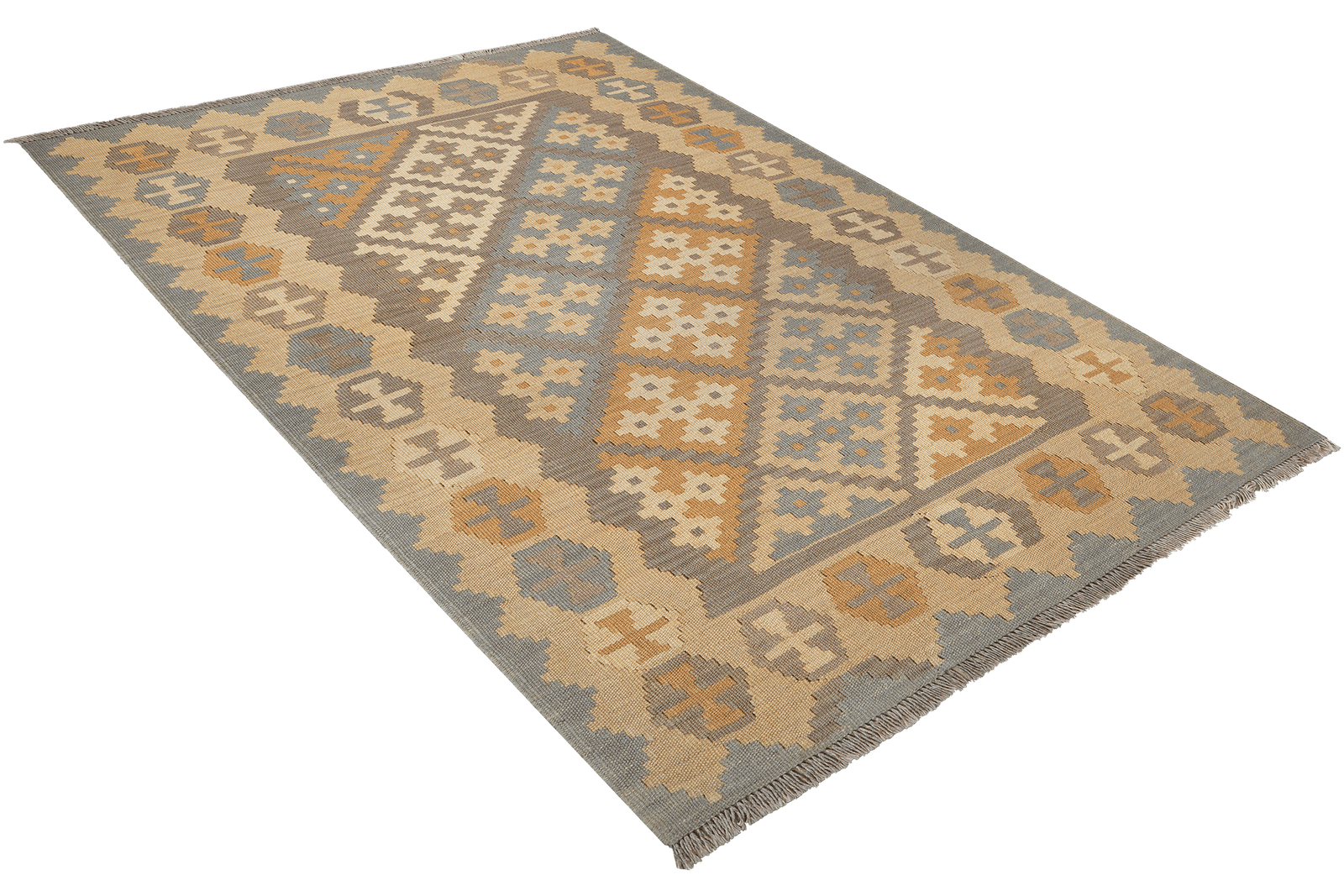 Kelim Gashgai — Handmade, 119x177 cm, Grey, 100% Virgin Wool | View 4