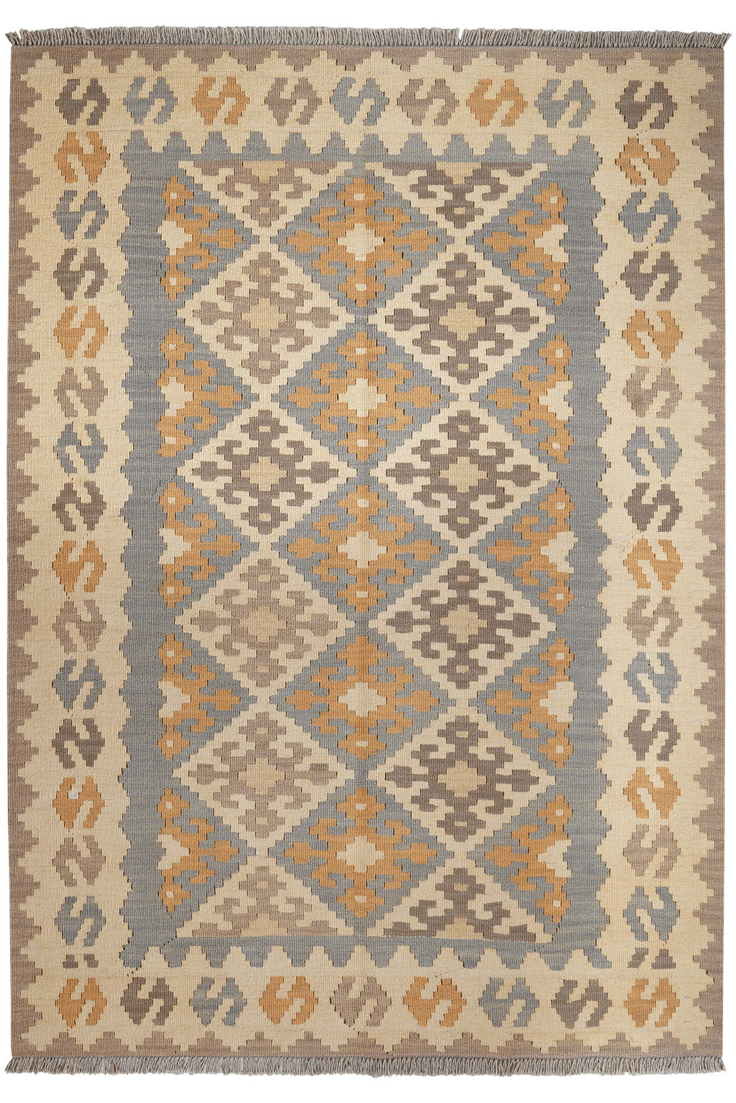 Kelim Gashgai — Handmade, 123x172 cm, Grey, 100% Virgin Wool | Main view