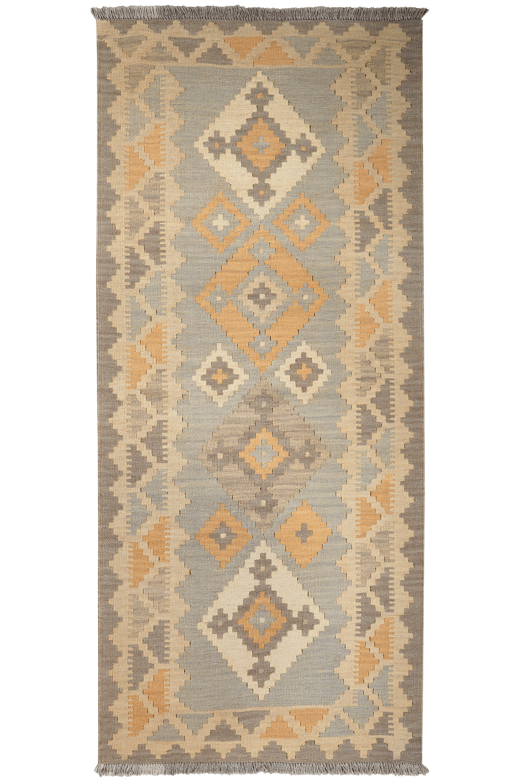 Kelim Gashgai — Handmade, 85x197 cm, Grey, 100% Virgin Wool | Main view
