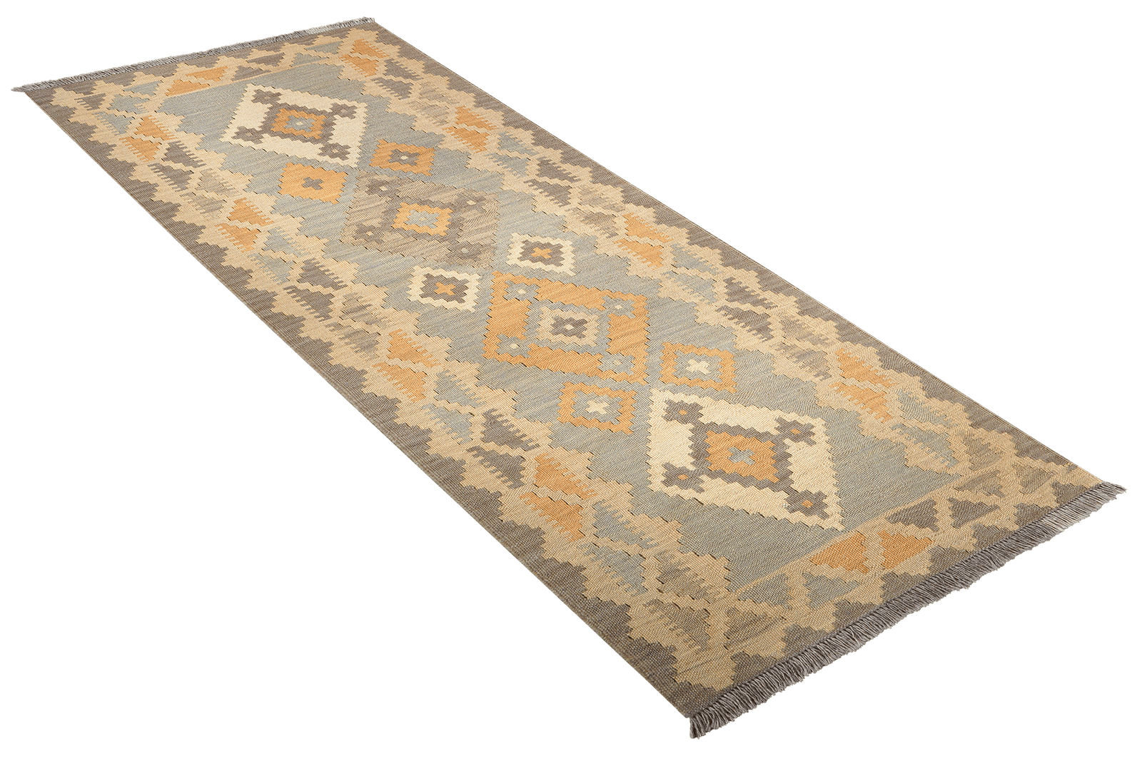 Kelim Gashgai — Handmade, 85x197 cm, Grey, 100% Virgin Wool | View 4