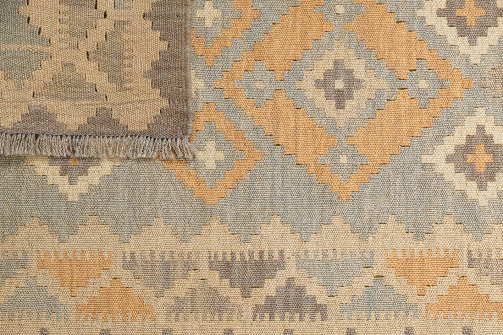 Kelim Gashgai — Handmade, 85x197 cm, Grey, 100% Virgin Wool | View 6