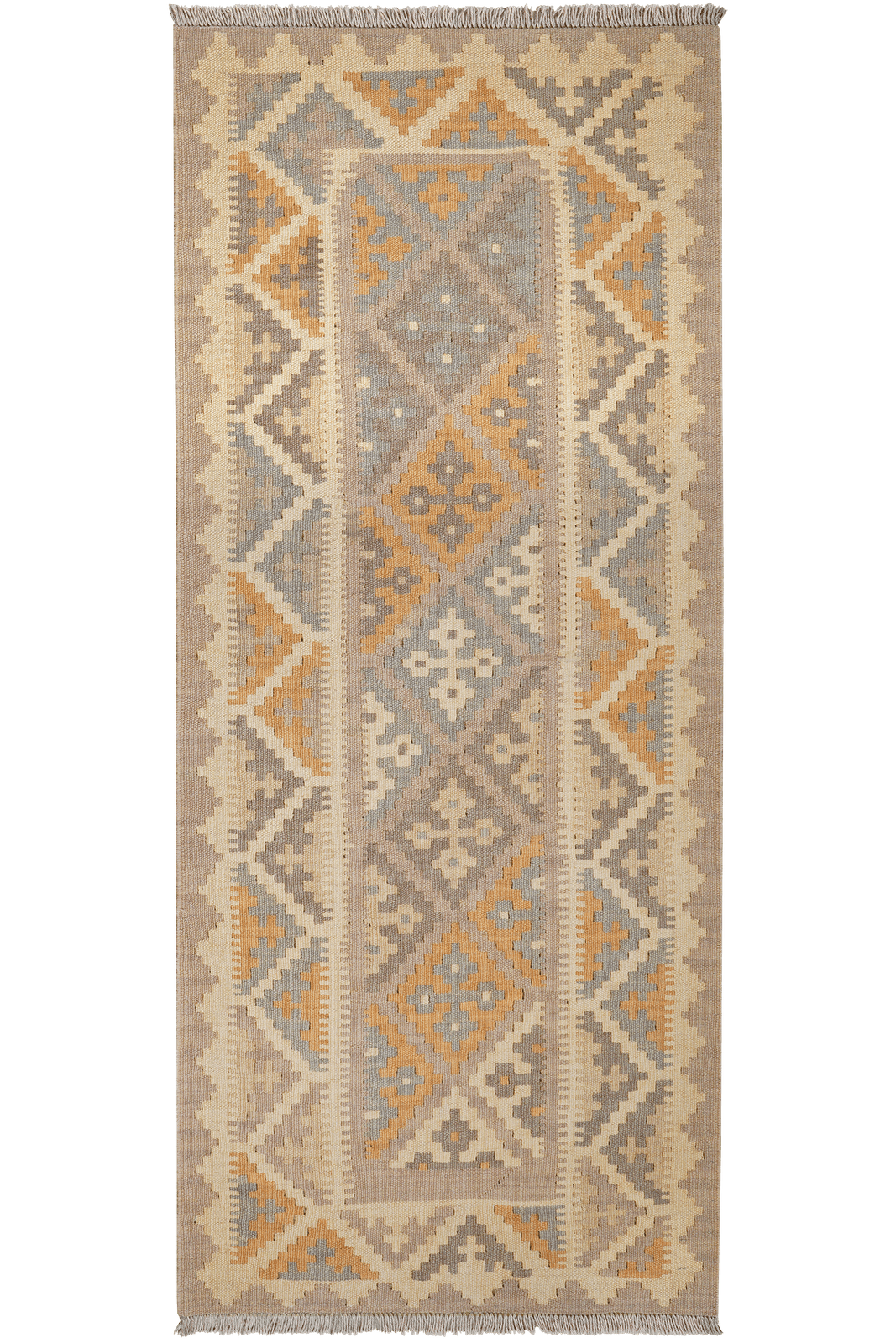 Kelim Gashgai — Handmade, 82x197 cm, Grey, 100% Virgin Wool | Main view
