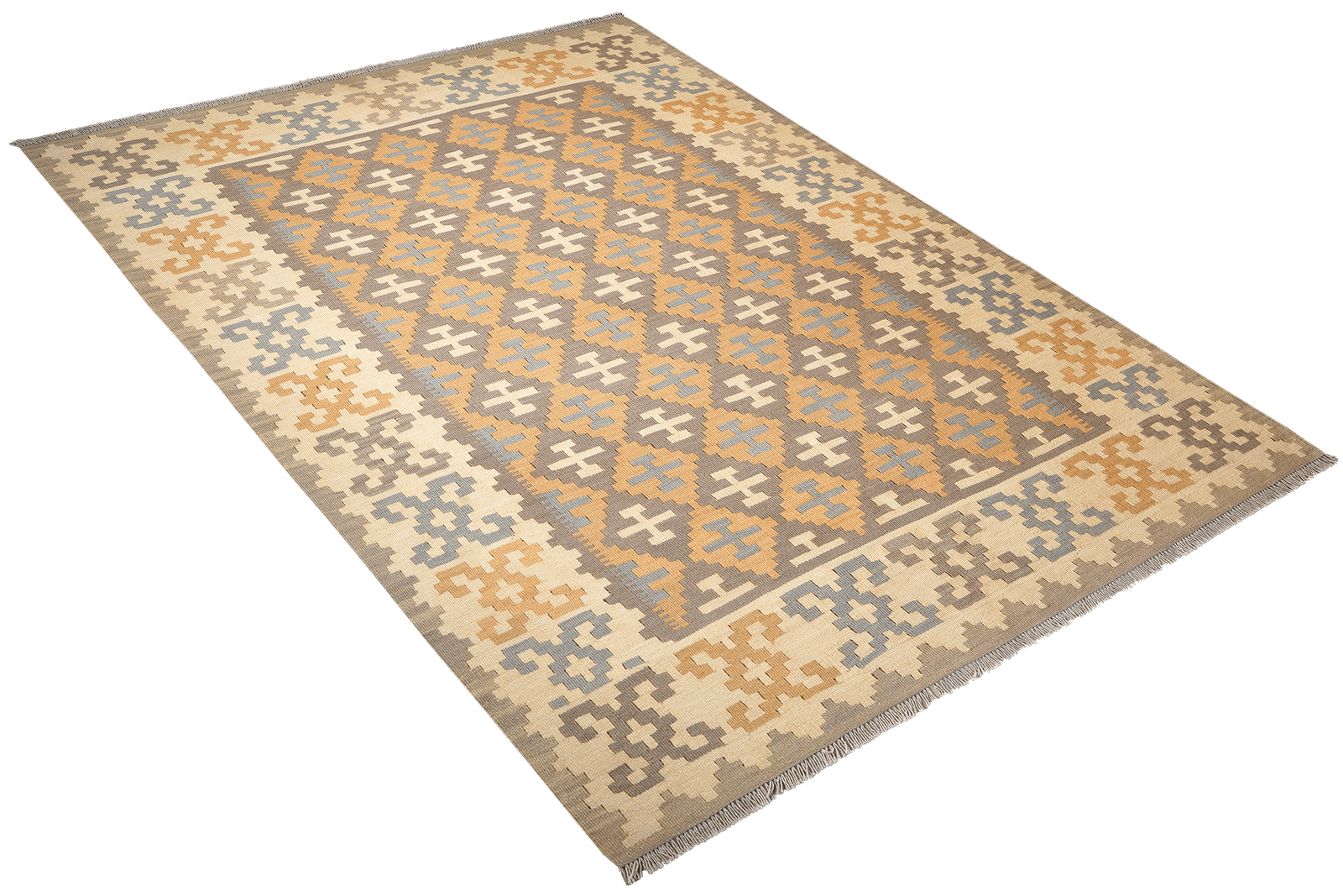 Kelim Gashgai — Handmade, 175x231 cm, Grey, 100% Virgin Wool | View 4