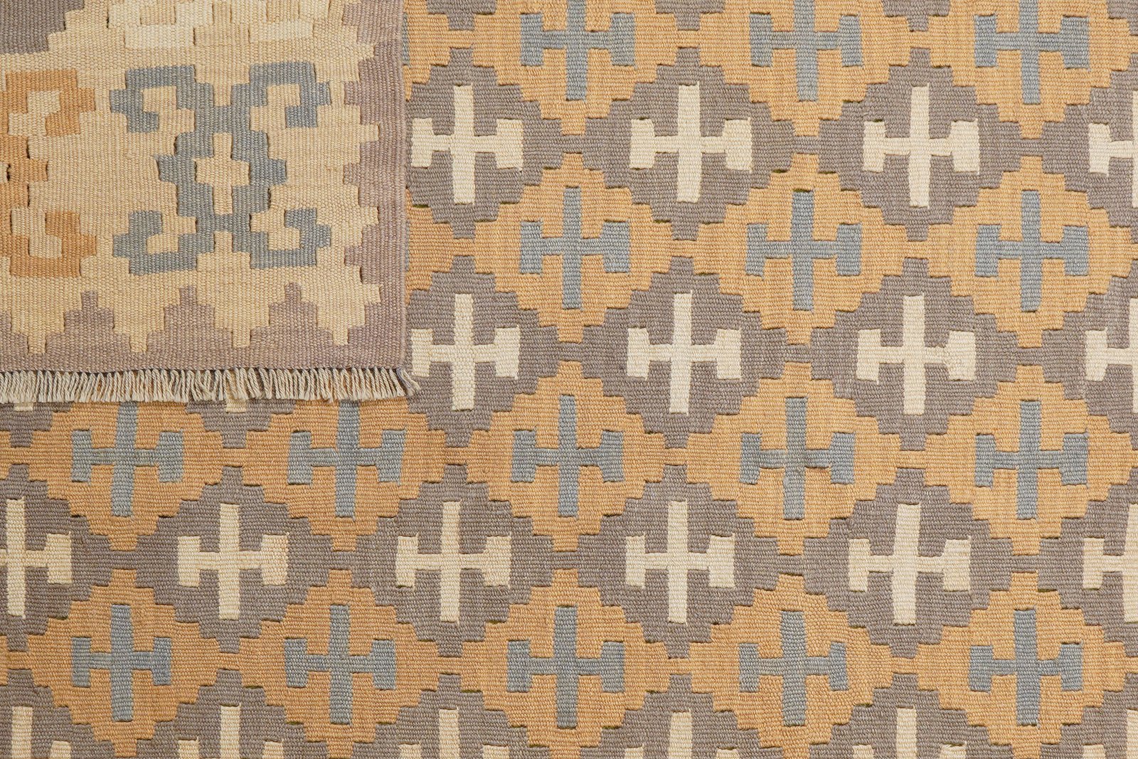 Kelim Gashgai — Handmade, 176x234 cm, Grey, 100% Virgin Wool | View 6