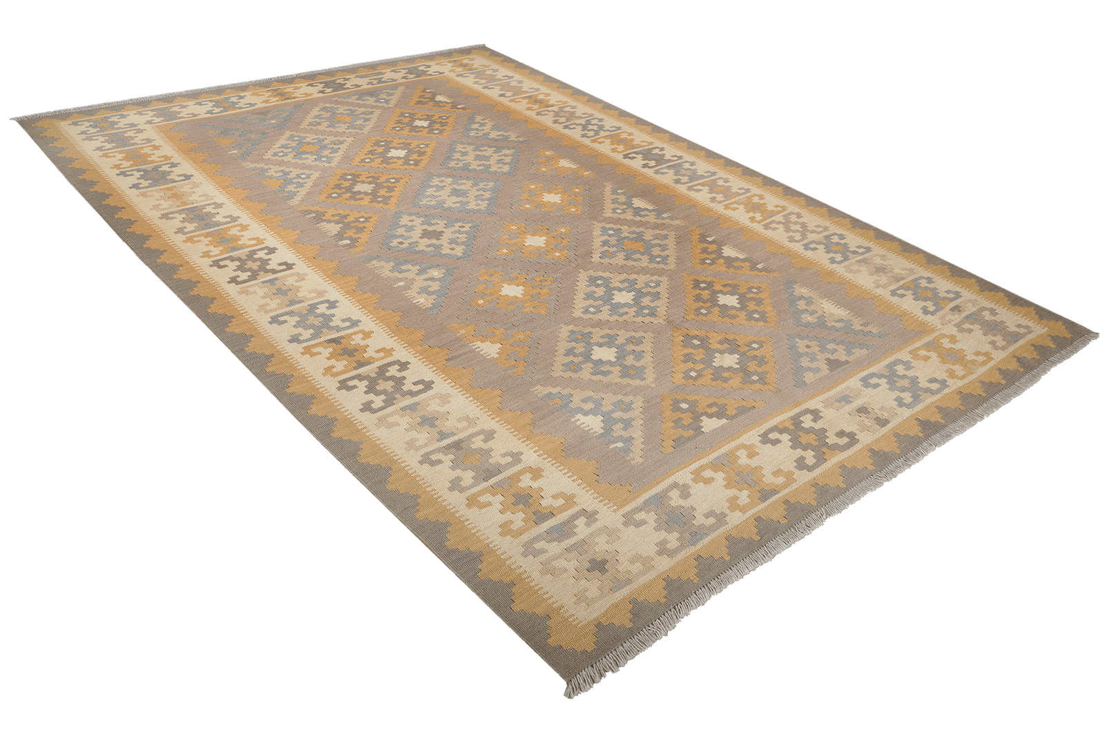 Kelim Gashgai — Handmade, 187x245 cm, Grey, 100% Virgin Wool | View 4