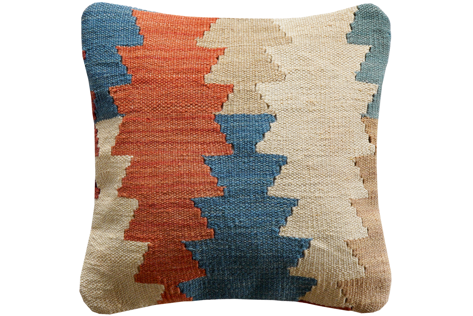 Kelim Kissen — Handgefertigt, 40x40 cm, Bunt, 100% Virgin Wool | Main view