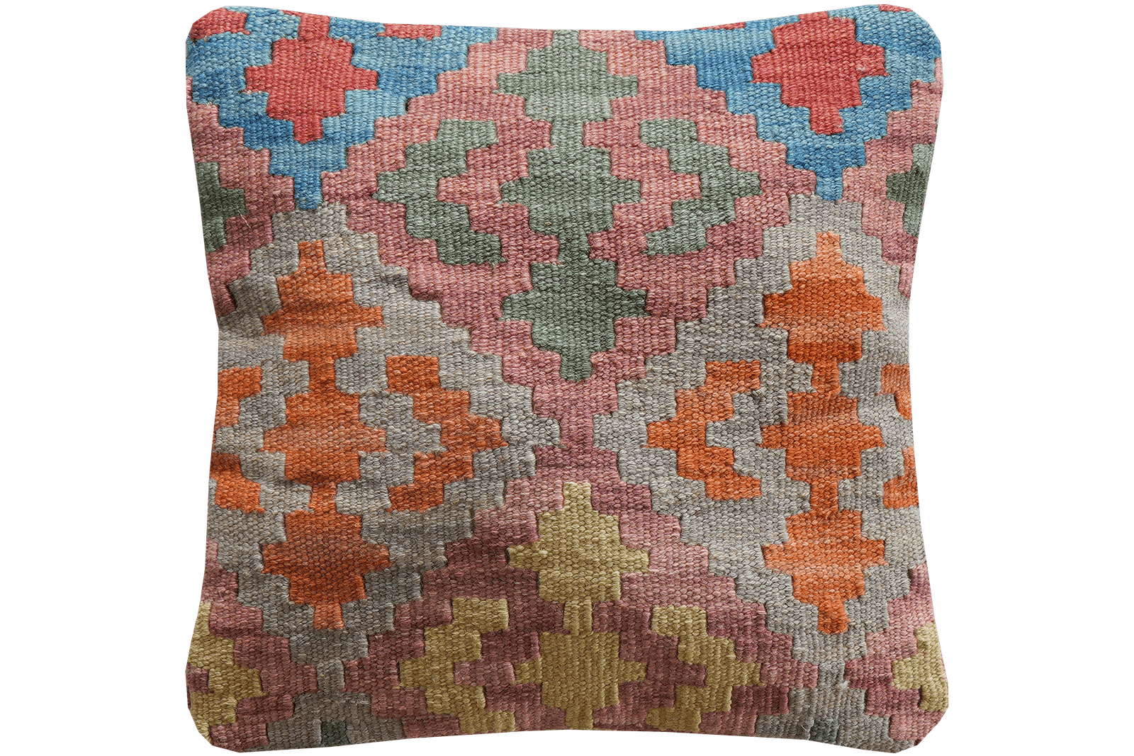 Kelim Kissen — Handmade, 40x40 cm, Multicolor, 100% Virgin Wool | Main view