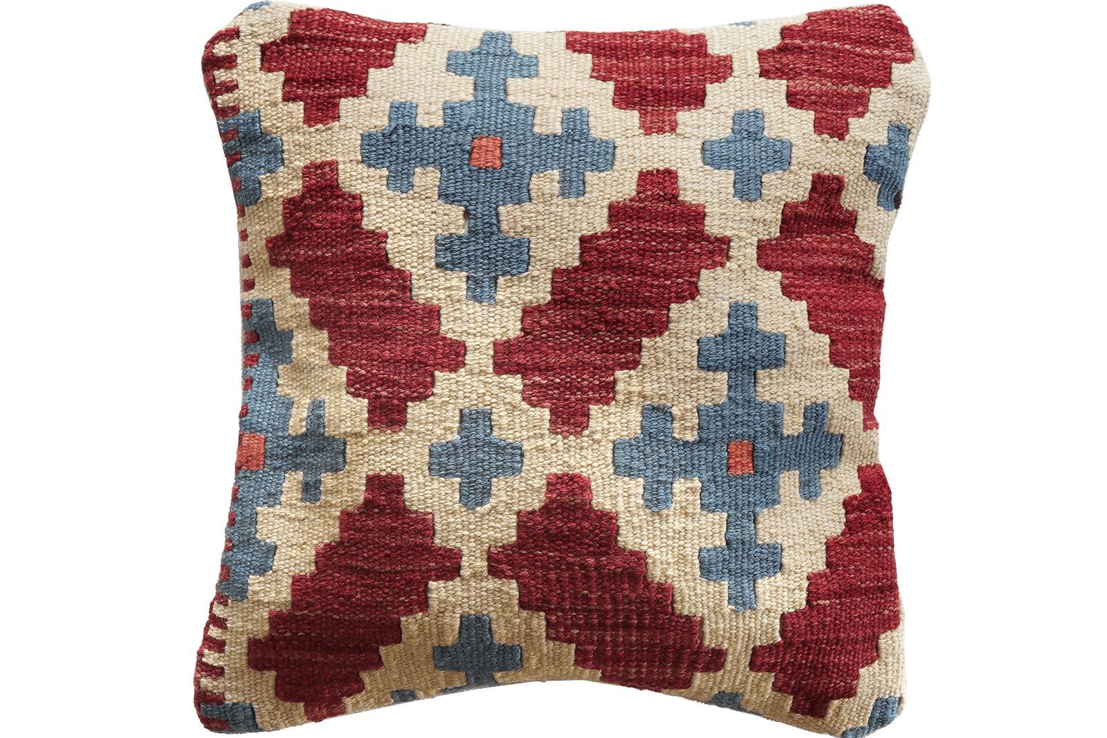 Kelim Kissen — Handmade, 40x40 cm, Multicolor, 100% Virgin Wool | Main view
