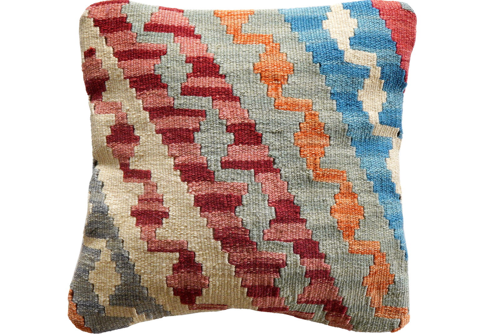 Kelim Kissen — Handmade, 40x40 cm, Multicolor, 100% Virgin Wool | Main view