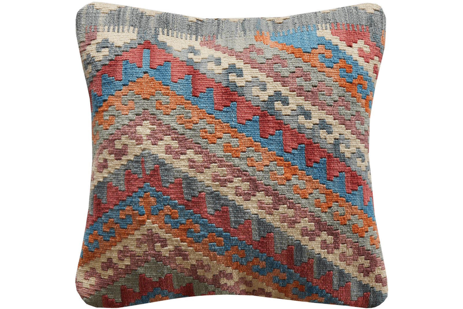 Kelim Kissen — Handmade, 50x50 cm, Multicolor, 100% Virgin Wool | Main view