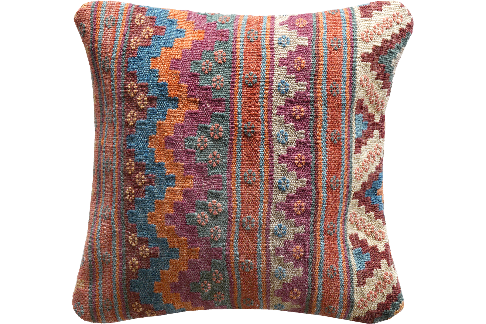 Kelim Kissen — Handmade, 50x50 cm, Multicolor, 100% Virgin Wool | Main view