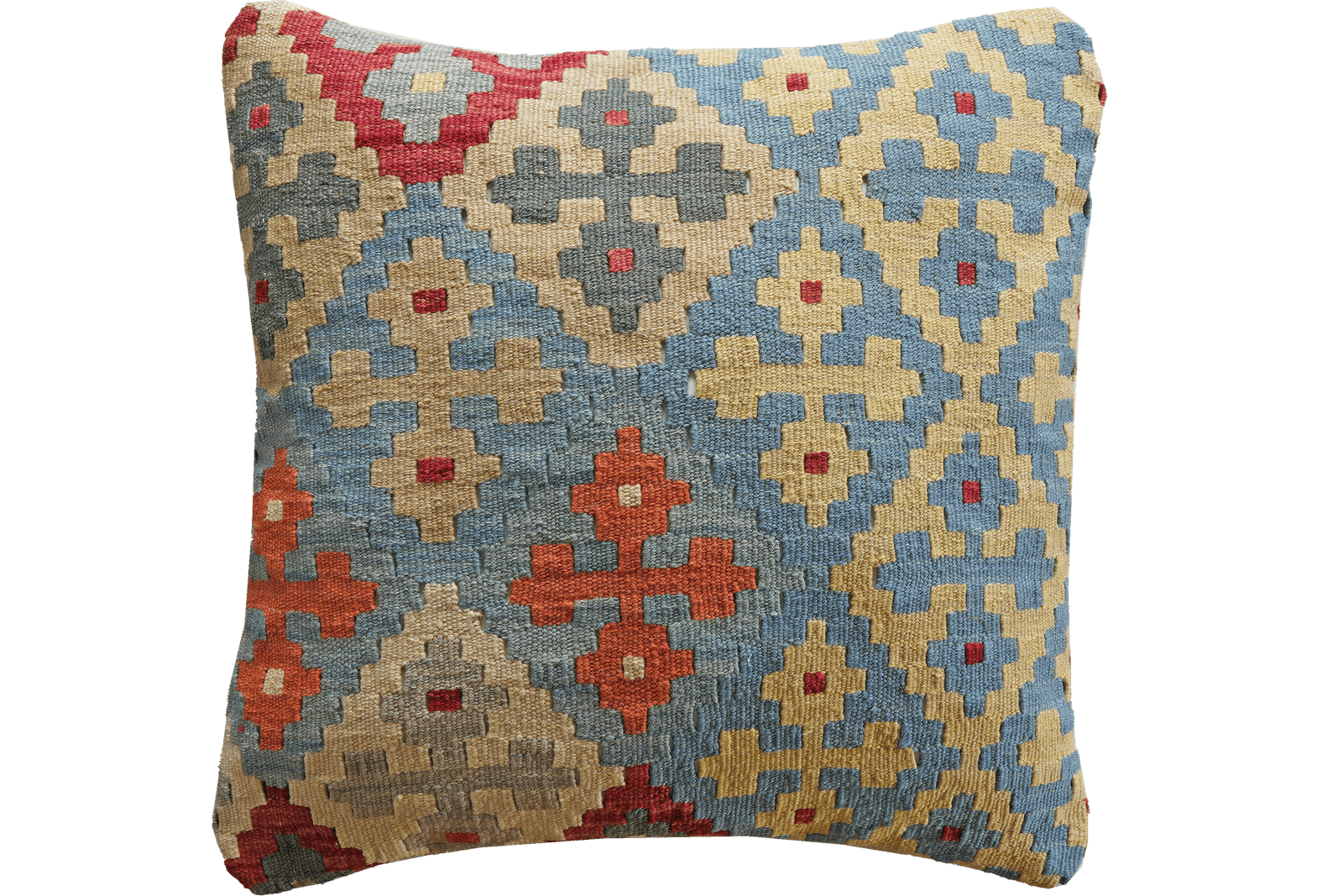 Kelim Kissen — Handmade, 65x65 cm, Multicolor, 100% Virgin Wool | Main view