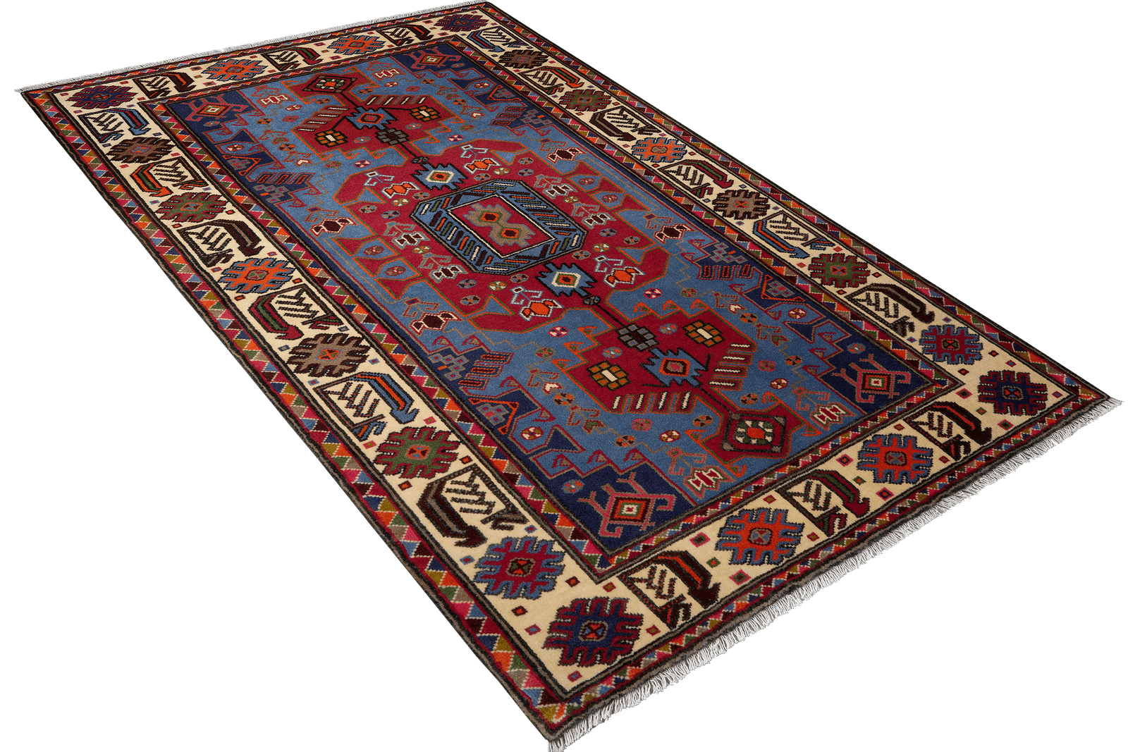 Tarom — Hand-knotted, 132x199 cm, Blue, 100% Virgin Wool | View 4