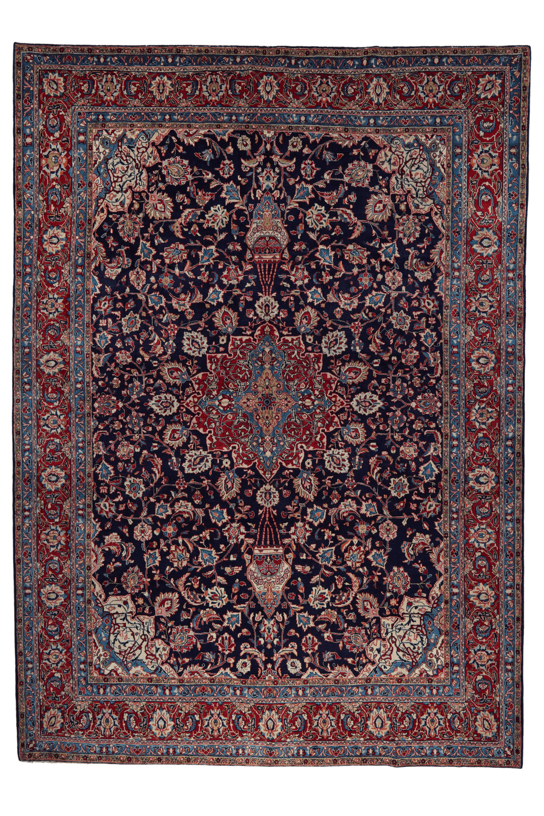 Sarough — Hand-knotted, 272x385 cm, Blue, 100% Virgin Wool | Main view