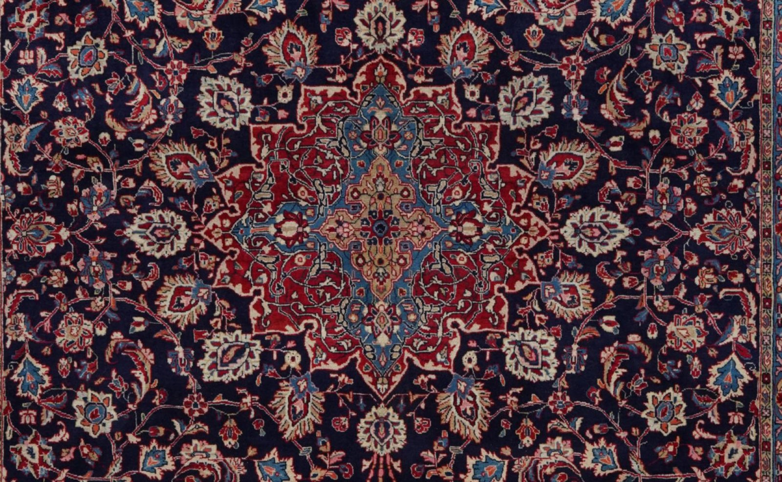 Sarough — Hand-knotted, 272x385 cm, Blue, 100% Virgin Wool | View 4