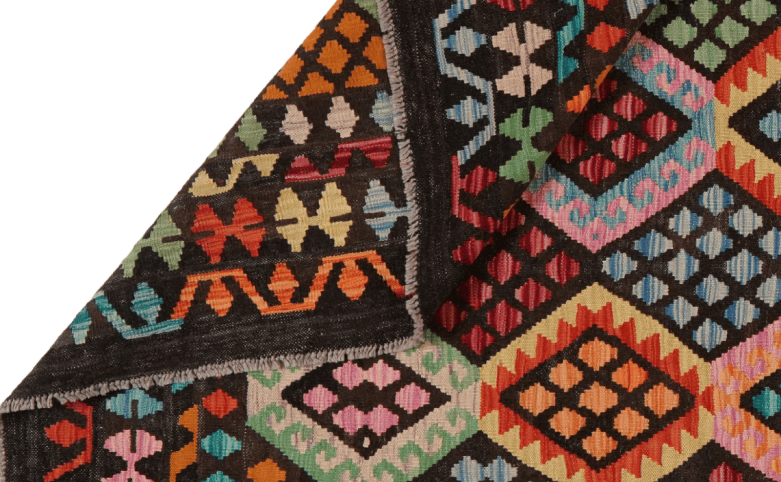 Kelim — Handmade, 206x293 cm, Black, 100% Virgin Wool | View 5