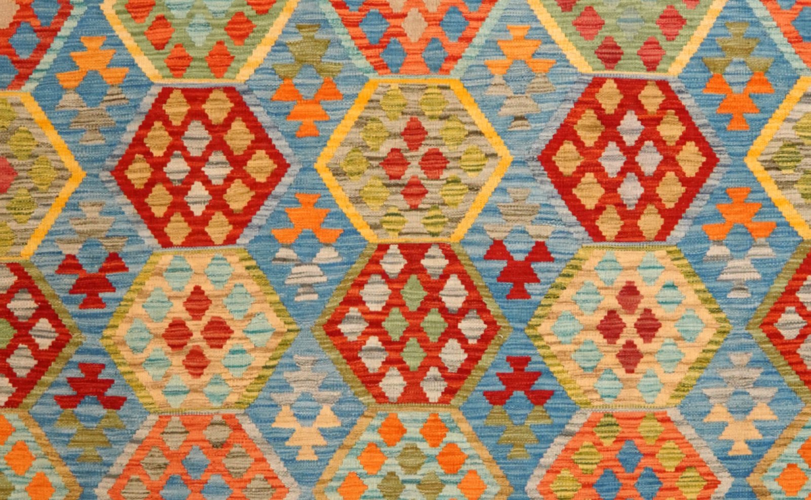 Kelim — Handmade, 207x310 cm, Blue, 100% Virgin Wool | View 4