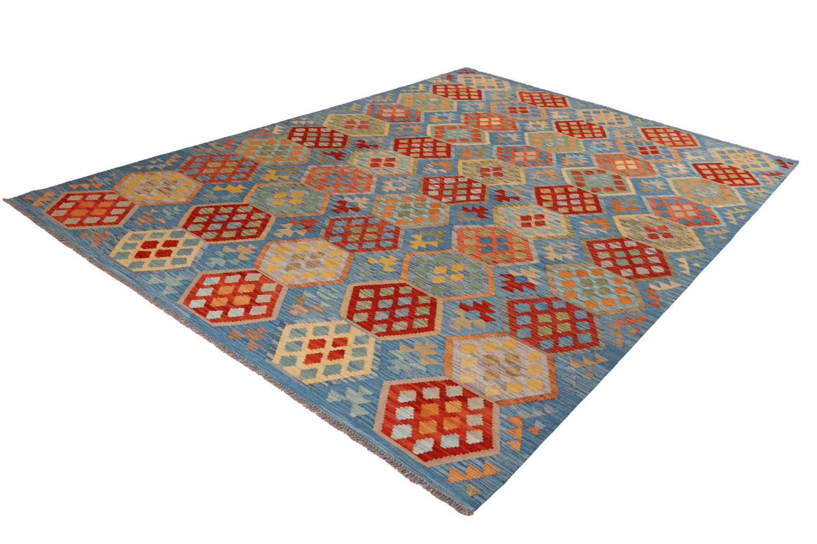 Kelim — Handmade, 207x310 cm, Blue, 100% Virgin Wool | View 6