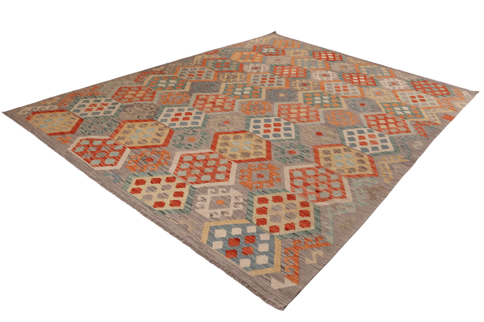 Kelim — Handmade, 208x297 cm, Grey, 100% Virgin Wool | View 6