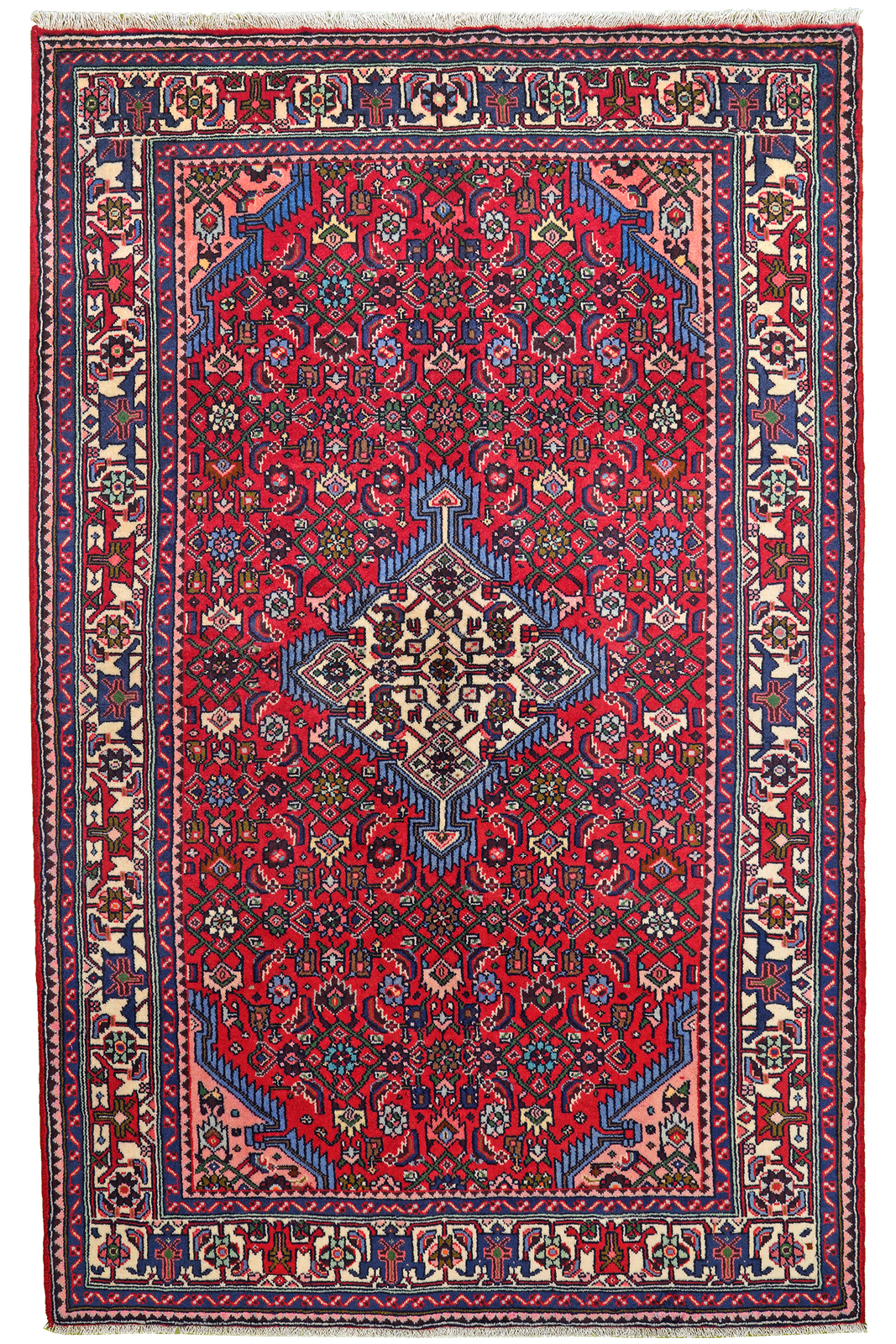Assadabad — Hand-knotted, 133x207 cm, Red, 100% Virgin Wool | Main view