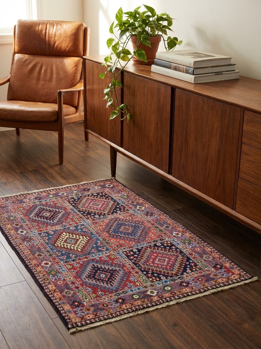 Yalameh — Hand-knotted, 97x147 cm, Multicolor, 100% Virgin Wool | Back view