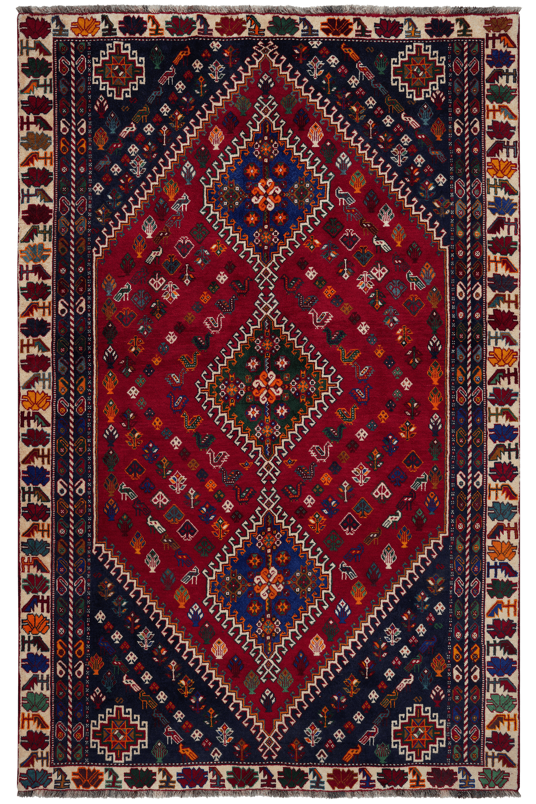 Gashgai — Hand-knotted, 165x261 cm, Red, 100% Virgin Wool | Main view