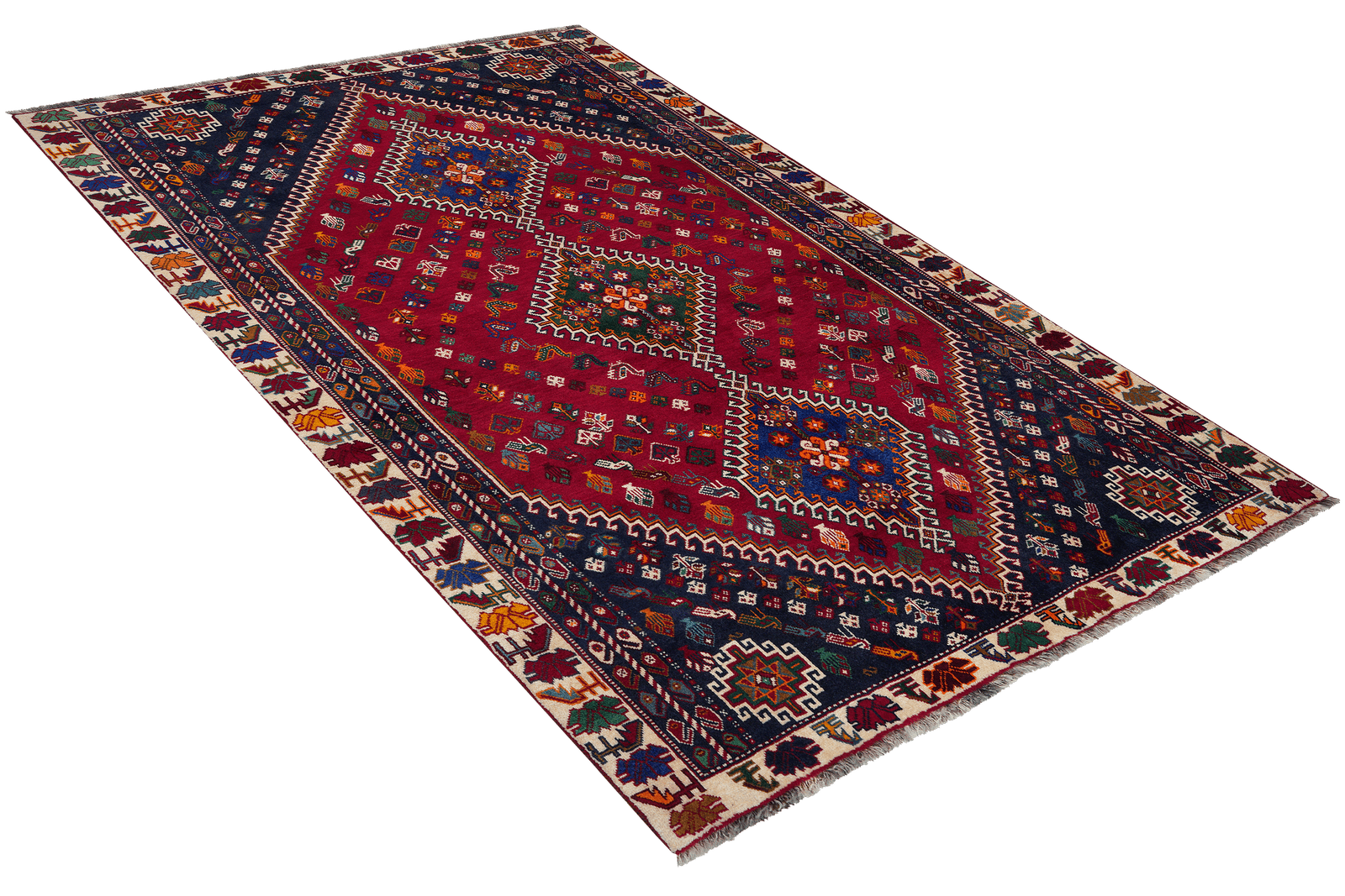Gashgai — Hand-knotted, 165x261 cm, Red, 100% Virgin Wool | View 4