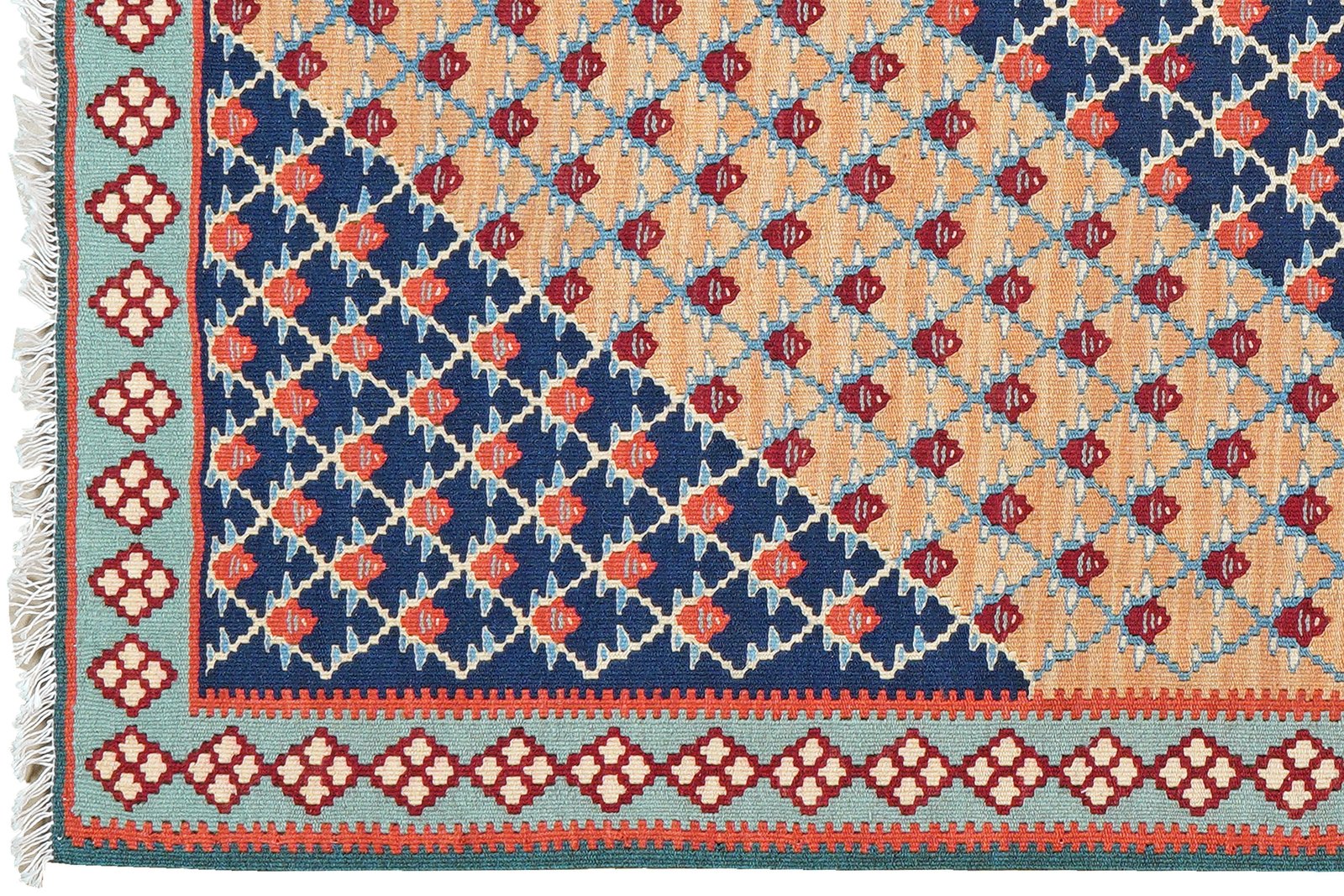 Kelim Senneh — Handmade, 102x154 cm, Beige, 100% Virgin Wool | View 3