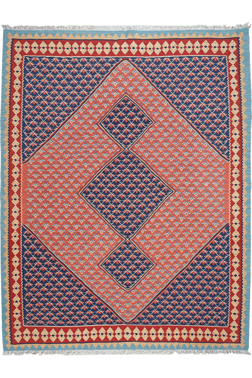 Kelim Senneh — Handmade, 156x201 cm, Pink, 100% Virgin Wool | Main view