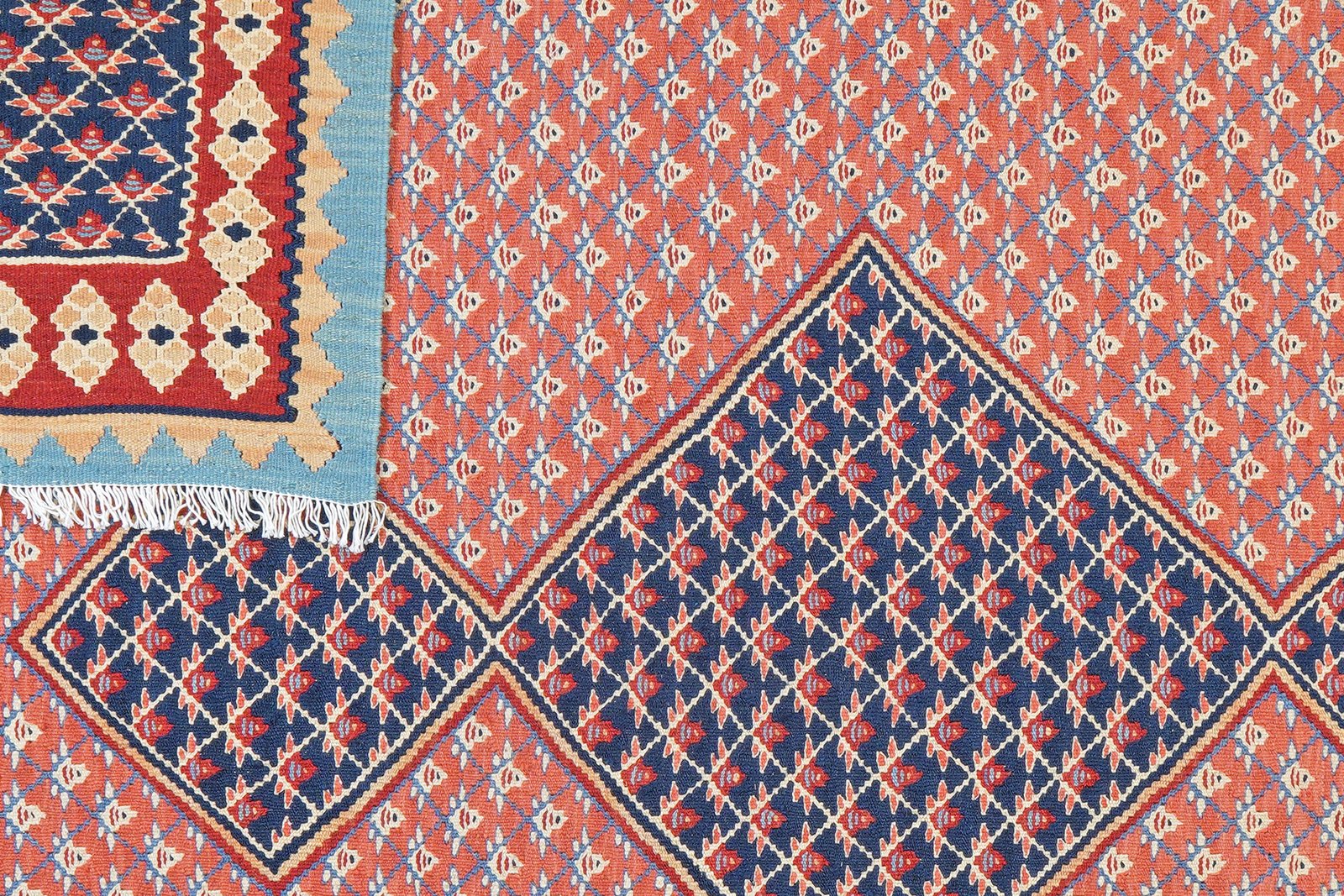 Kelim Senneh — Handmade, 156x201 cm, Pink, 100% Virgin Wool | View 6